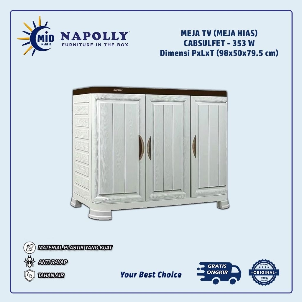 NAPOLLY Meja TV | Meja Hias | Ruang Tamu | Dapur | Bufet TV Plastik | CABSULFET 353 W PUMA | Bufet N