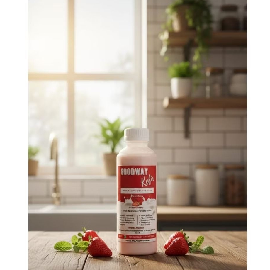 Strawberry Smoothie Kefir Premium 250 ml, mood, immune, energy booster, anti hipertensi, anti osteop