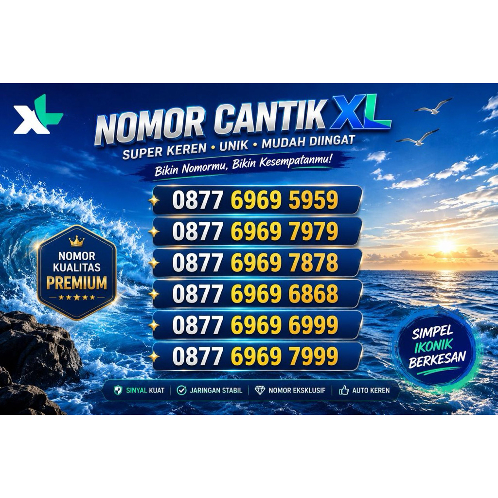 Nomor cantik nomer cantik XL Axiata 4G LTE seri keren unik mantap 69 6969 696969 69696969 7979 8989 
