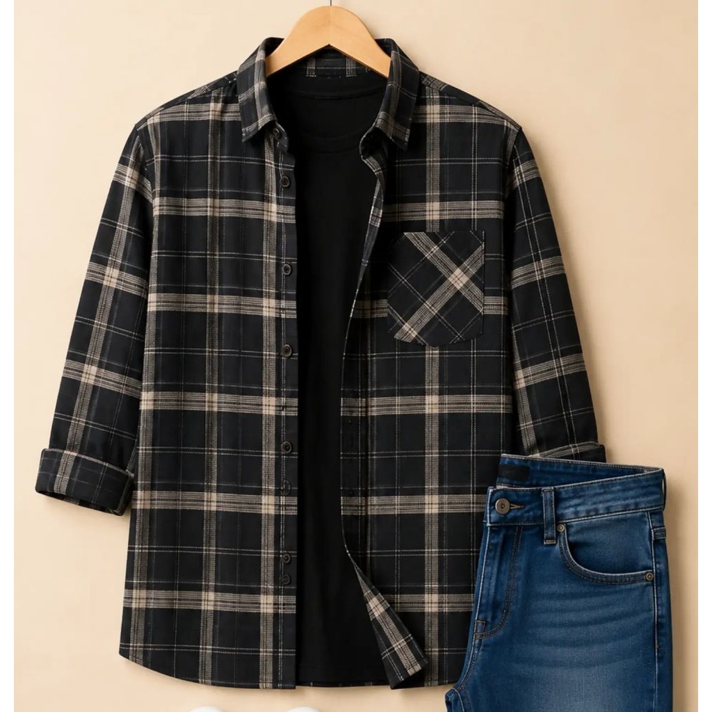 F2D Kemeja Flanel Dark Brown Elegant Best Seller / flanel/hem pria/ flanel pria/ kemeja flanel/ eigh