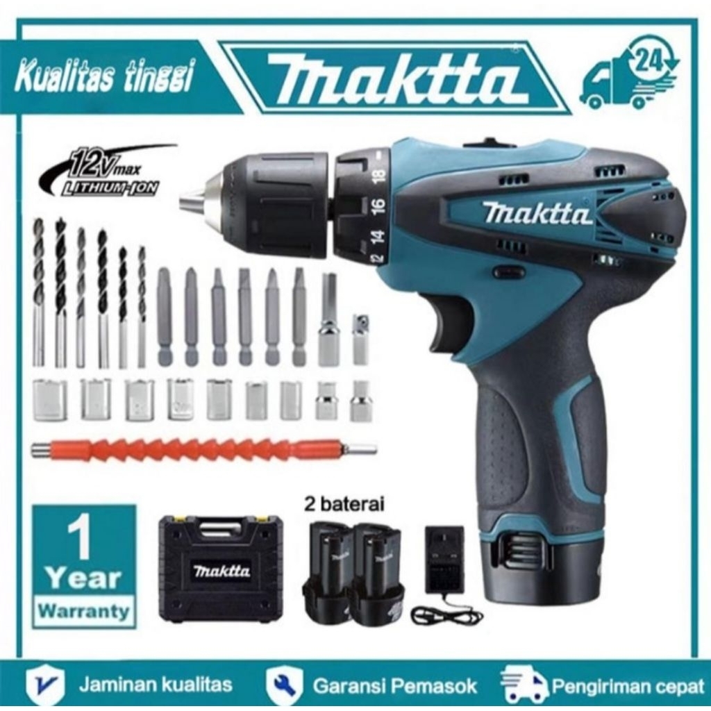 makita DF330 BOR tanpa kabel obeng multifungsi 2battery