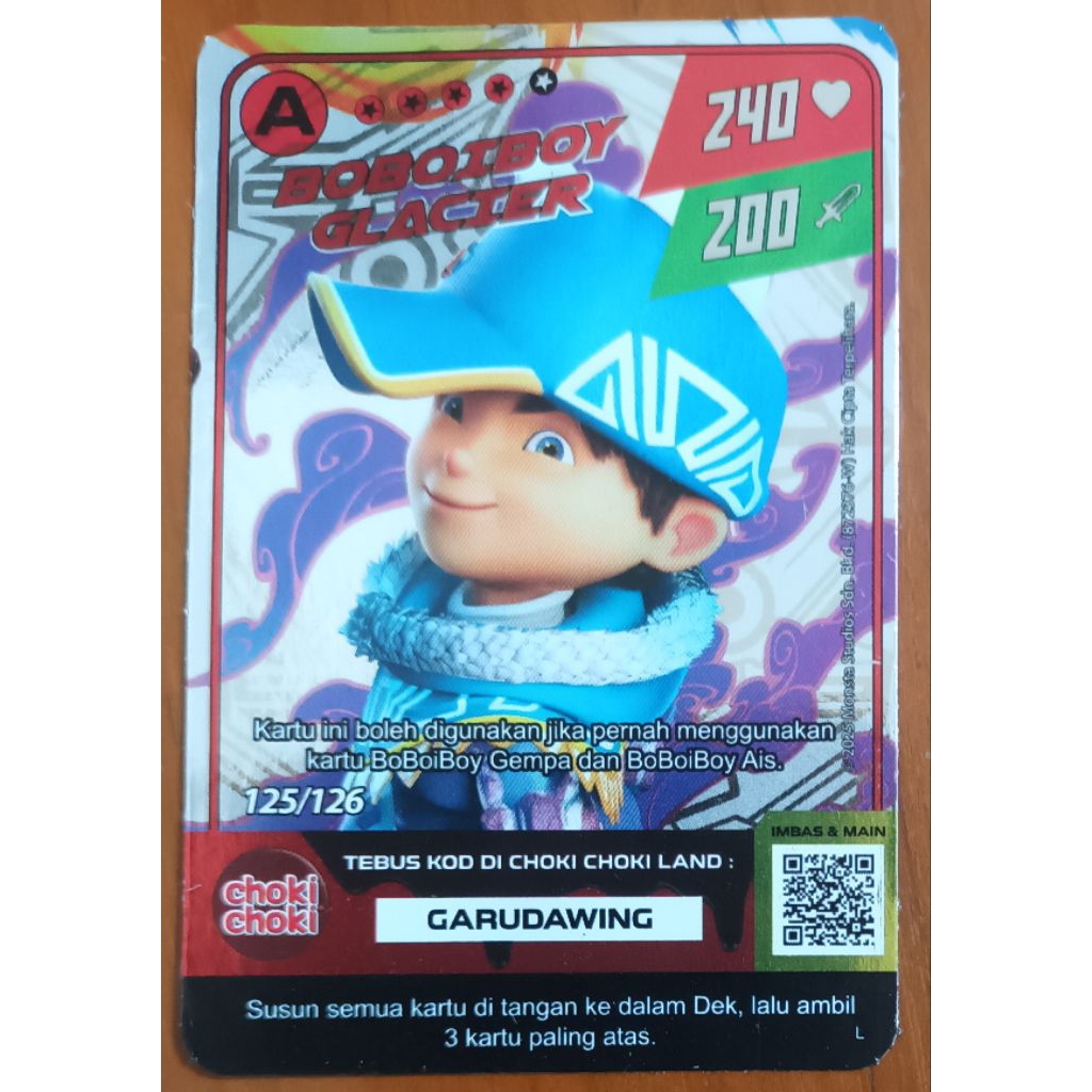 Monsta Galaxy Card Boboiboy Choki Choki Boboiboy Glacier Tier A Foil