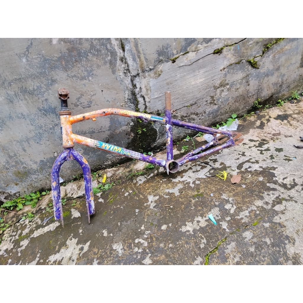 Frame fork sepeda bmx Wimcycle Metalizer Aggressor MTX ban 16" antik original