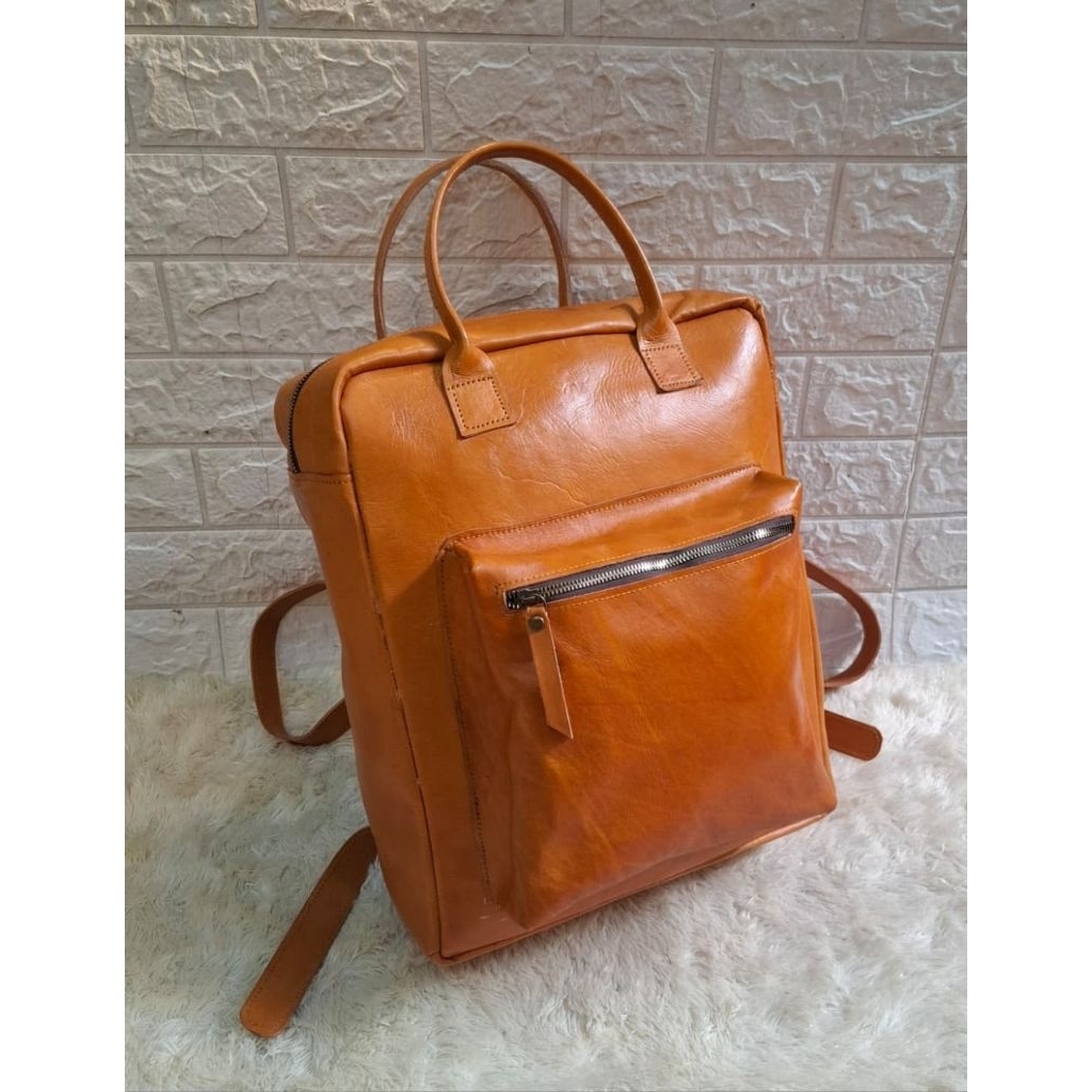 Backpack Tas Ransel Kulit Sapi Asli - Tas Punggung Leather Bag -Tas Pria Tas Wanita Kerajinan Jogja