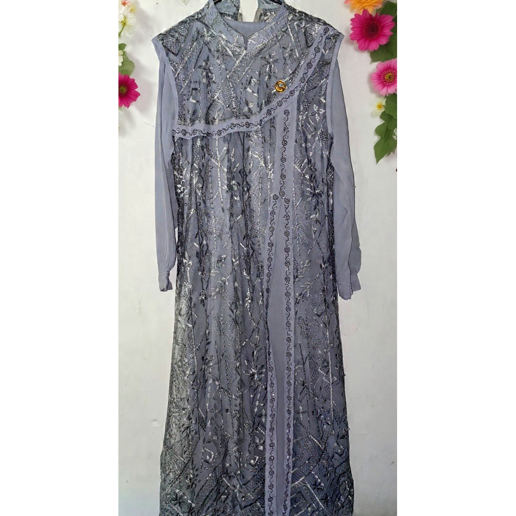 pl brukat abu silver mewah payet glitter by cantika
