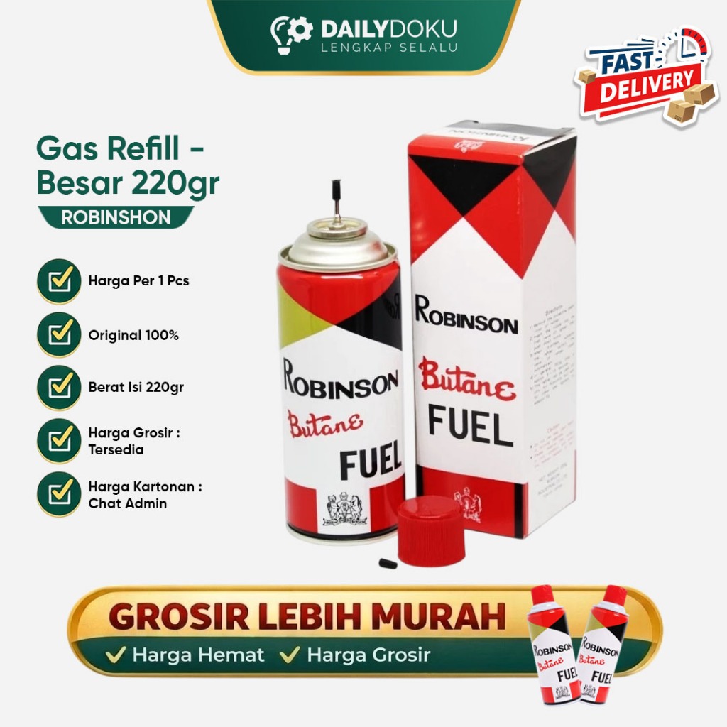 Gas Isi Ulang Minyak Gas Isi Ulang Korek Api Gas Butane Robinson 220gr – Refill Korek Api & Torch Li