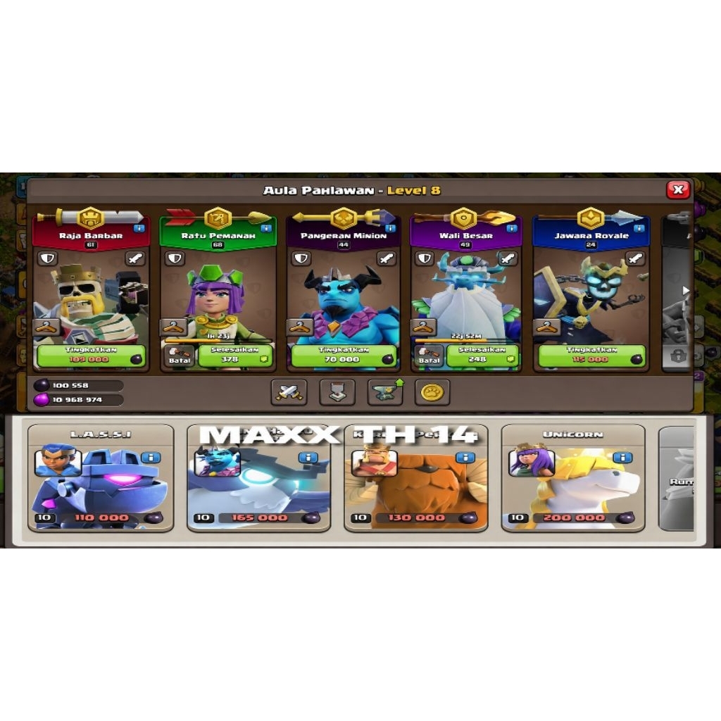 PROMO TERBATAS AKUN PRIBADI Town Hall 14 Deff Maxx Ber Skill Epic Keren