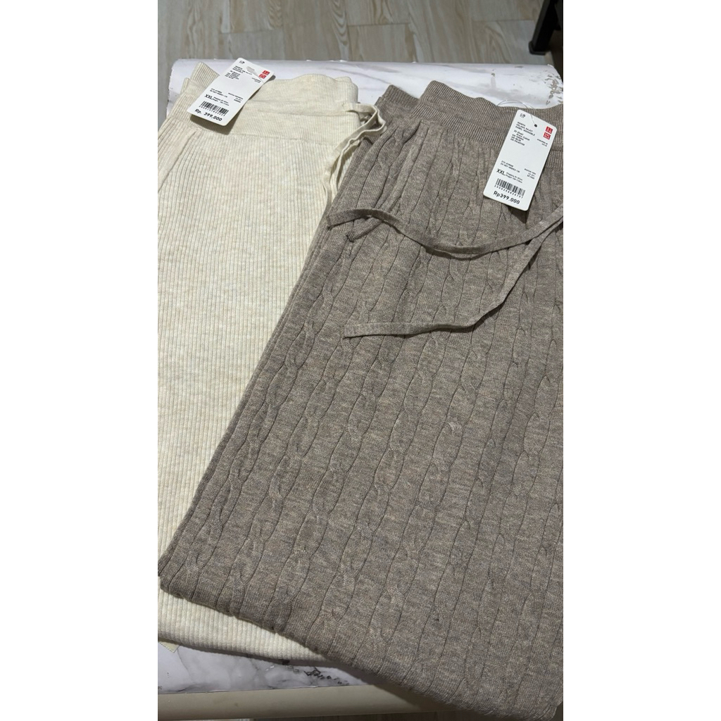 untal uni tali ribbed cable washable knit pants uniqlo masih tag
