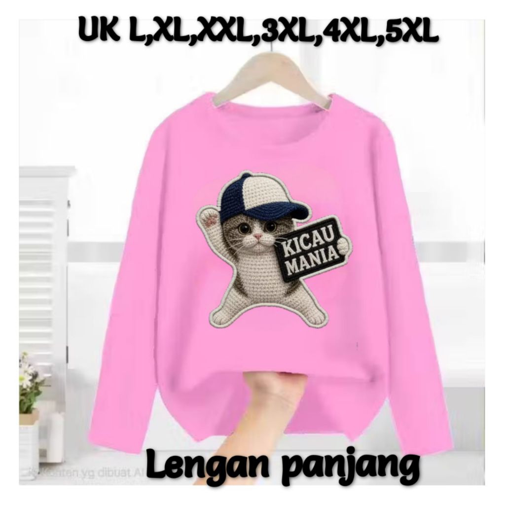 Kaos Anak Lengan Panjang Motif Kucing Kicau Mania Terbaru Usia 5-16 Tahun//Lengan Panjang Motif Kuci