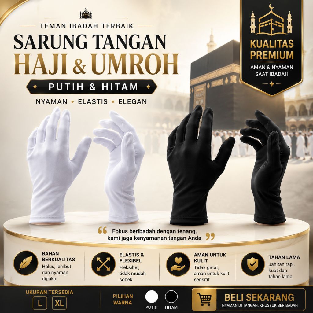 SARUNG TANGAN UMROH HAJI - SARUNG TANGAN UMROH PUTIH - SARUNG TANGAN HAJI PUTIH - SARUNG TANGAN PUTI