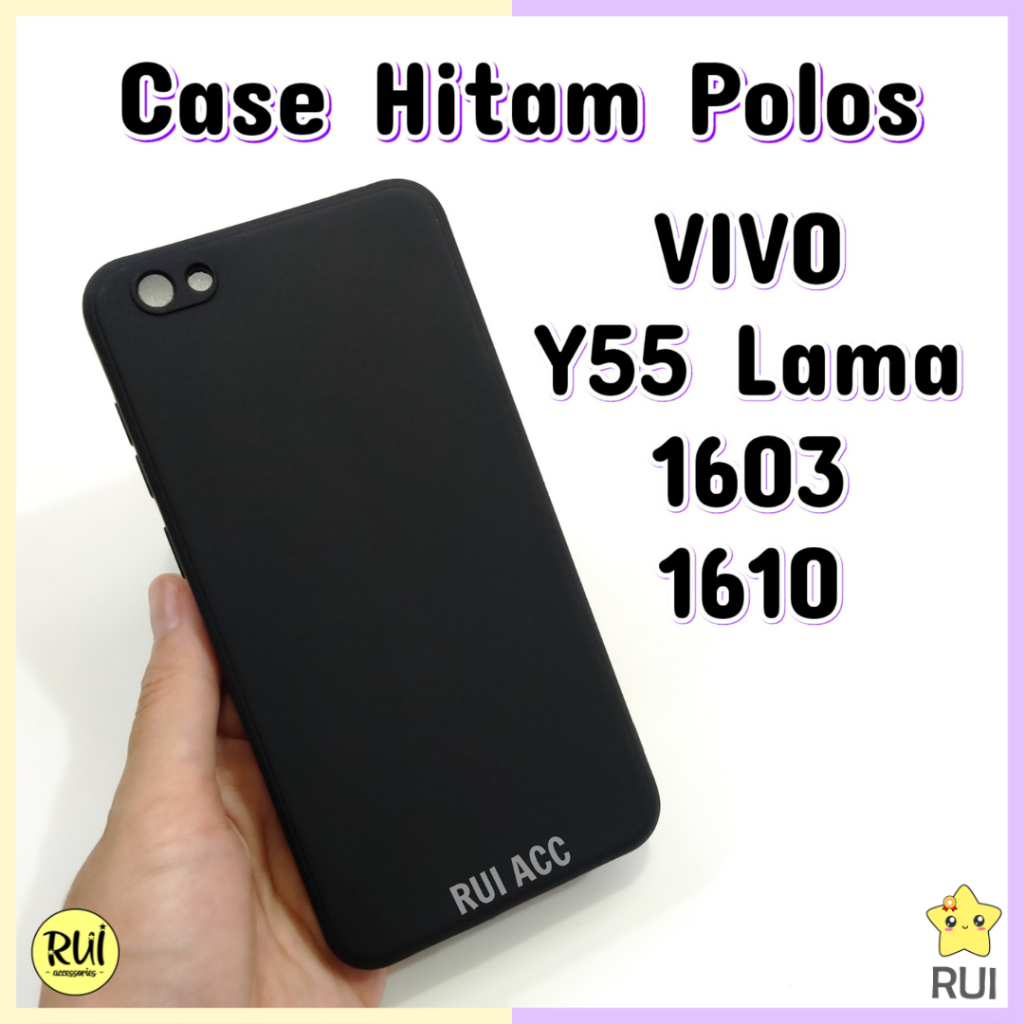 Case Hitam Protect Lens VIVO Y55 LAMA 1603 1610 Black Softcase Polos Silikon HP Lentur Rui Acc