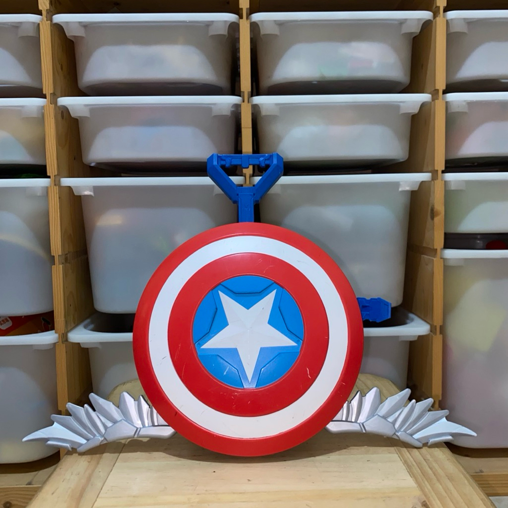 Original NERF Marvel Roleplay Captain America Brave New World Skyshot Blaster - Biru - Mainan Perisa