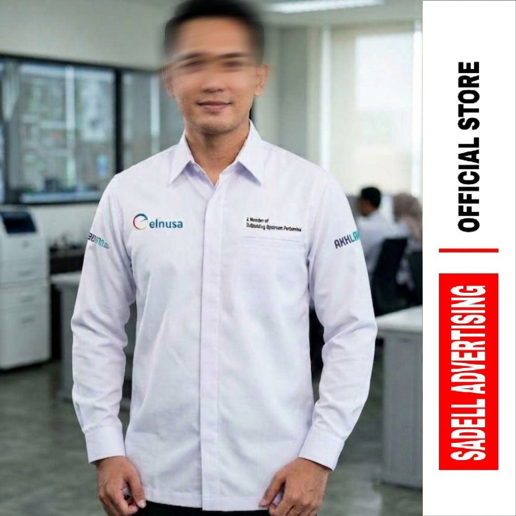 BUMN ELNUSA Kemeja ELNUSA Seragam BUMN Elnusa Putih Lengan Panjang Pria Bordir
