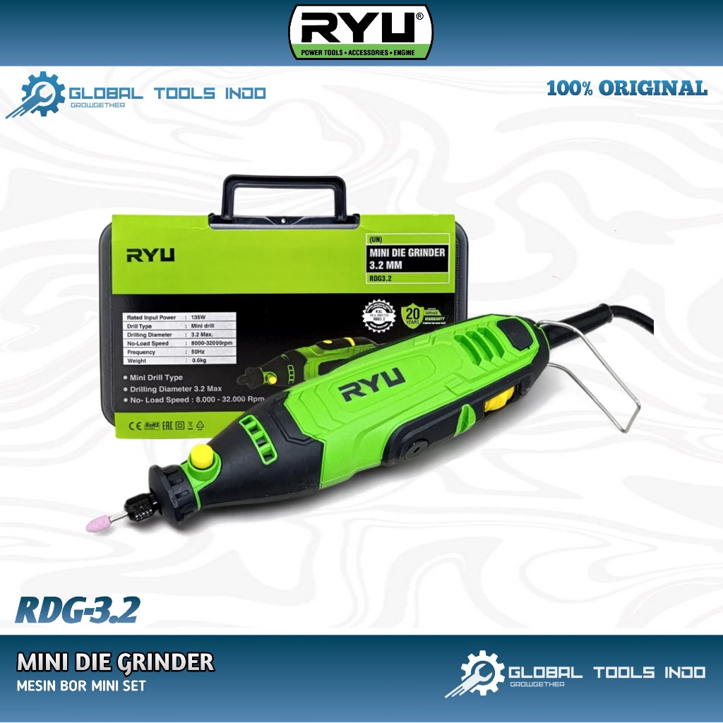 Bor Mini Elektrik Untuk Ukir Poles Potong Gerinda Mini Drill 3.2 mm DIe Grinder Alat Grafir Set Leng