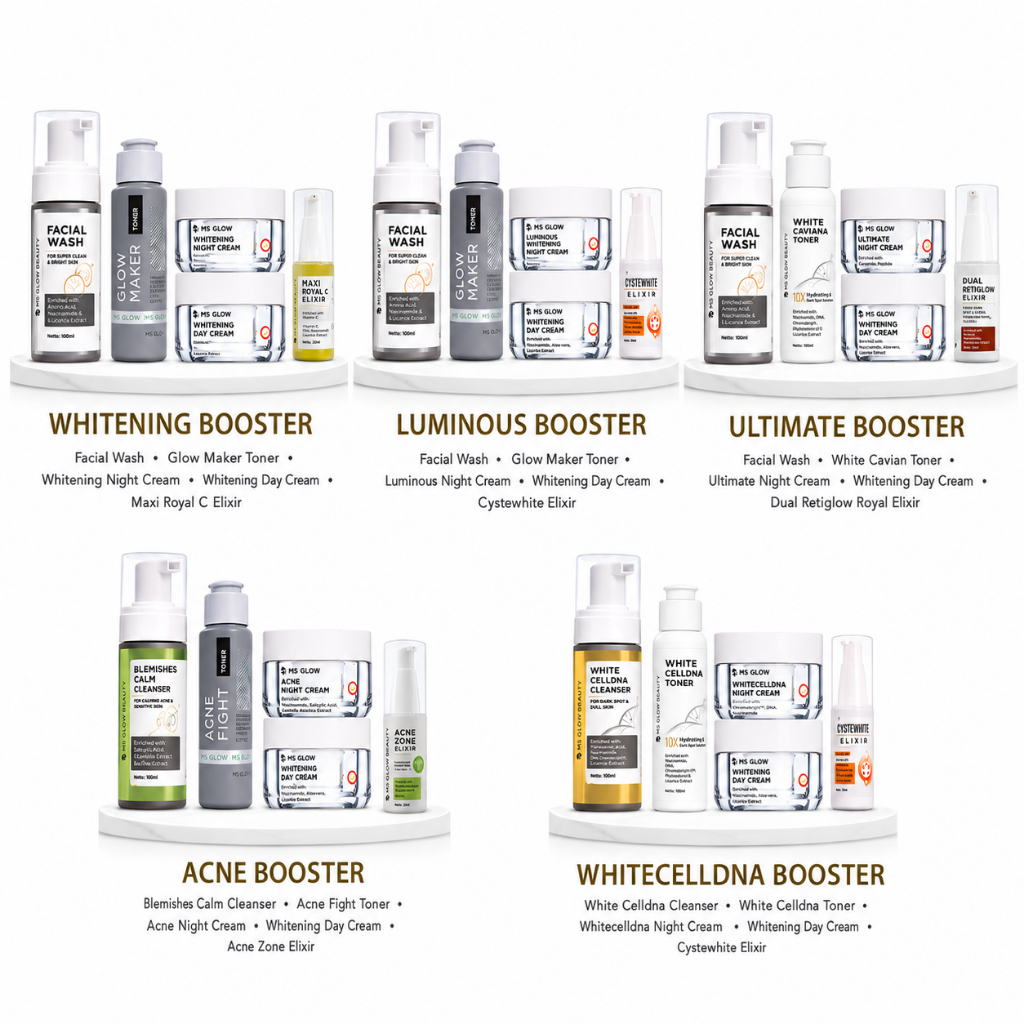 MS GLOW Paket Wajah Lengkap Isi 5 Original BPOM Glowing Whitening Ultimate Anti Aging Flek Hitam