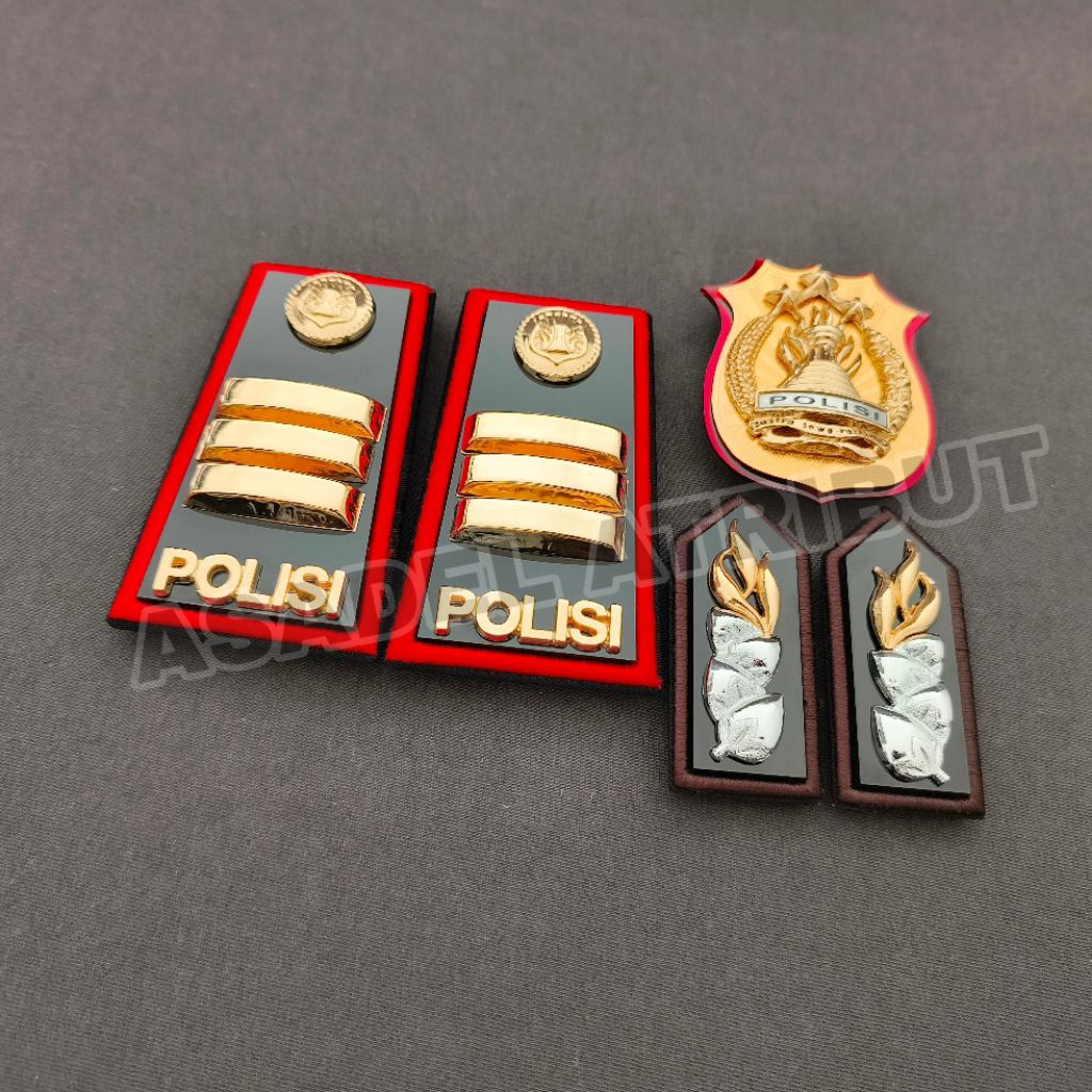 SET KOMPLIT PANGKAT AKP PDH LIS BORDIR MERAH / PANGKAT AKP PDH POLRI / PANGKAT AKP PDH LIS BORDIR ME