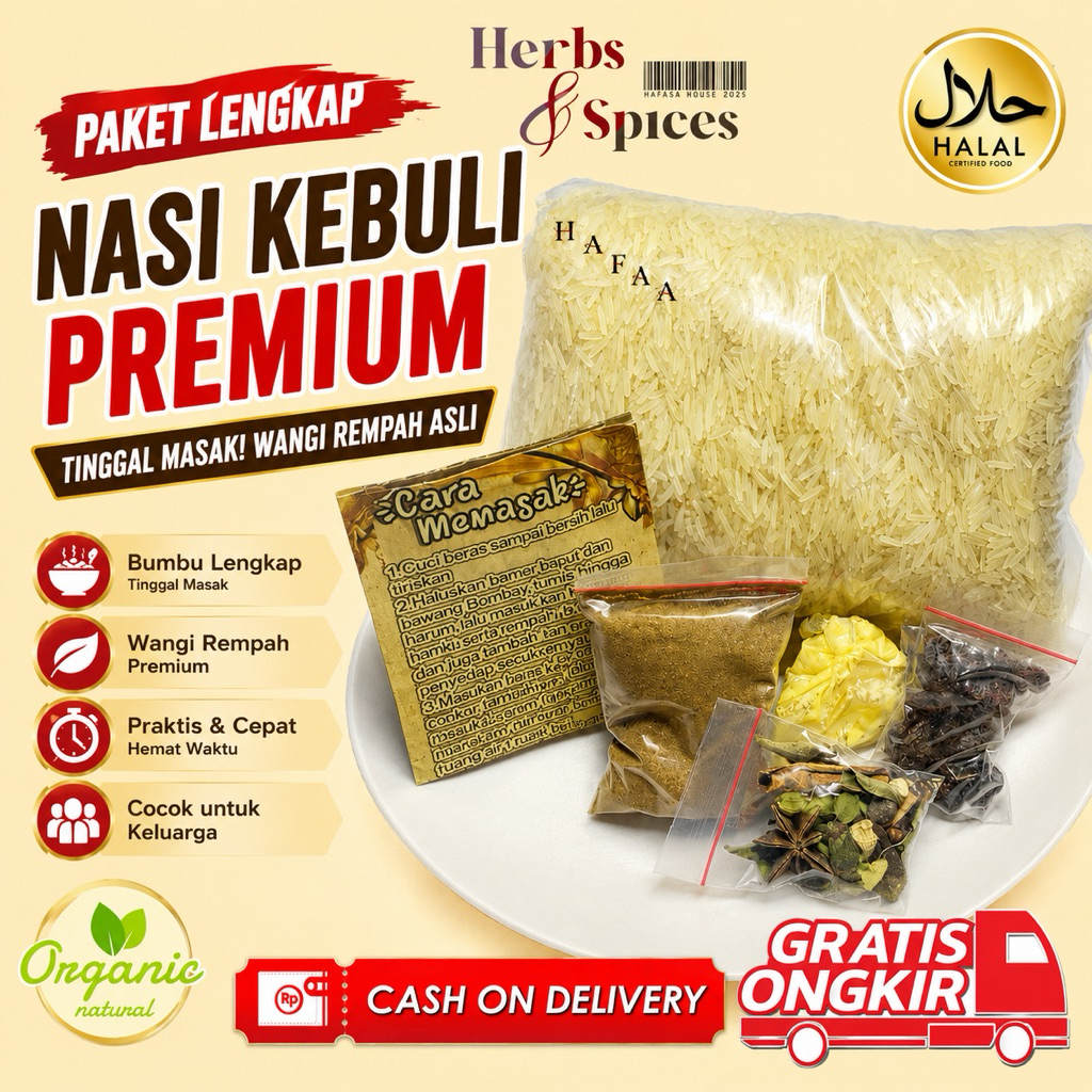 Nasi kebuli lengkap 500gr bumbu briyani instan