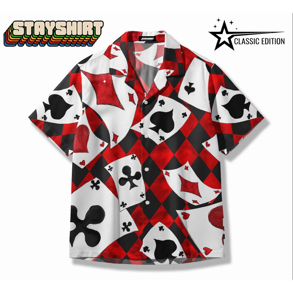 STAYSHIRT Kemeja Poker Playing Cards Lengan Pendek Premium