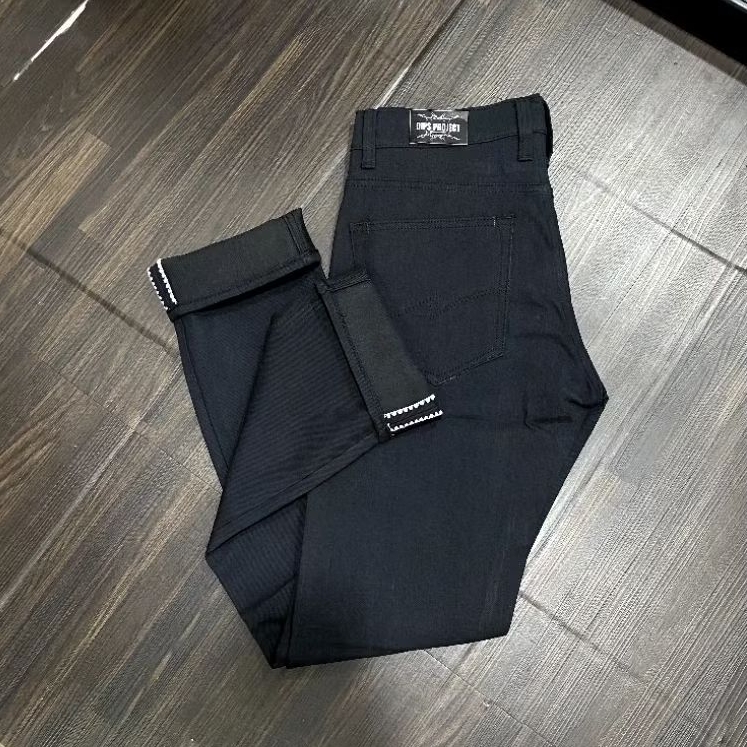 Denim Selvege accent 14oz Sunforized black/celana denim/celana pria/denim selvege