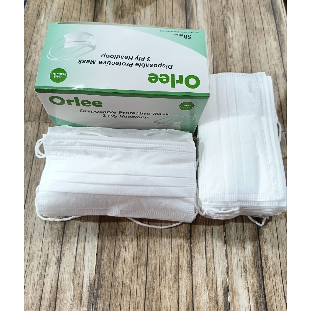 Masker Medis | Masker Hijab Orlee Non Medis isi 50pcs | Orlee Headloop 3ply | Biru Hitam Putih Abu B