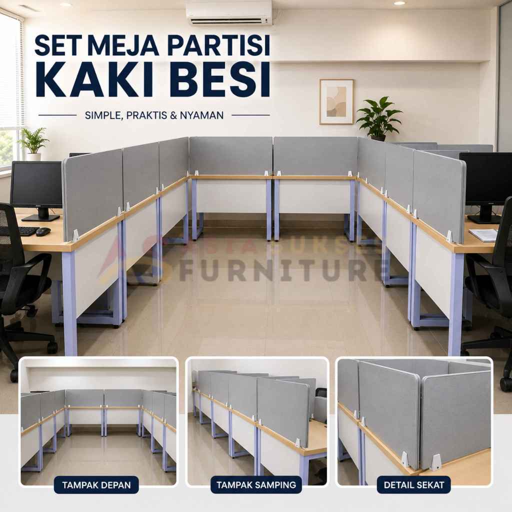 SET MEJA PARTISI  MEJA SEKAT MEJA KERJA MEJA KANTOR CUSTOM