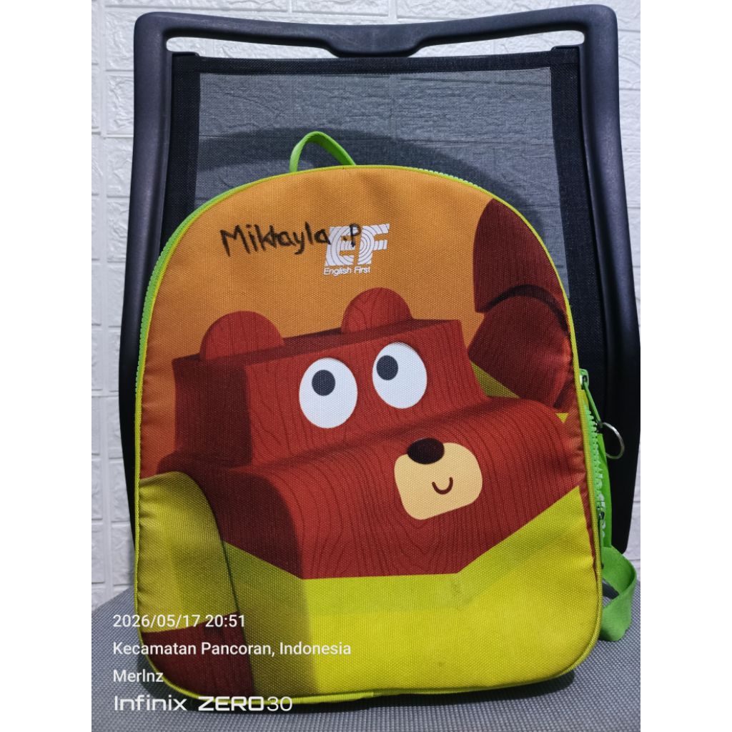 Tas punggung anak/tampilan karakter beruang/untuk usia 4th ke atas/warna hijau/tas anak TK/dari EF/S