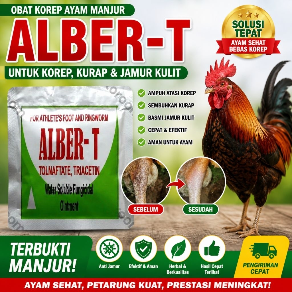Obat Korep Ayam ALBER-T Sachet Super Manjur | Obat Jamur Ayam | Obat Kurap Ayam Bangkok | Obat Korep