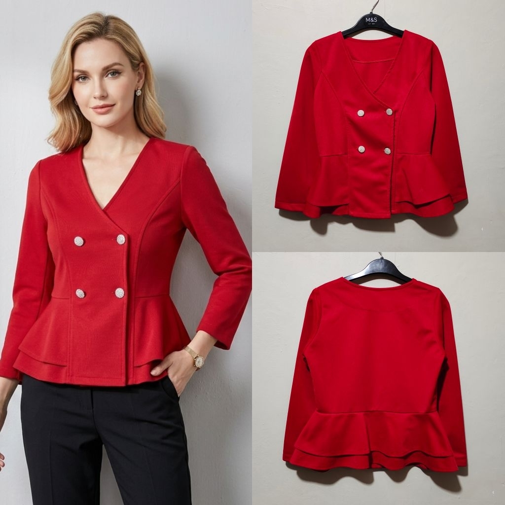 Red peplum blazer peplum blazer merah blazer megar red blazer body fit blazer kerja merah blazer kan