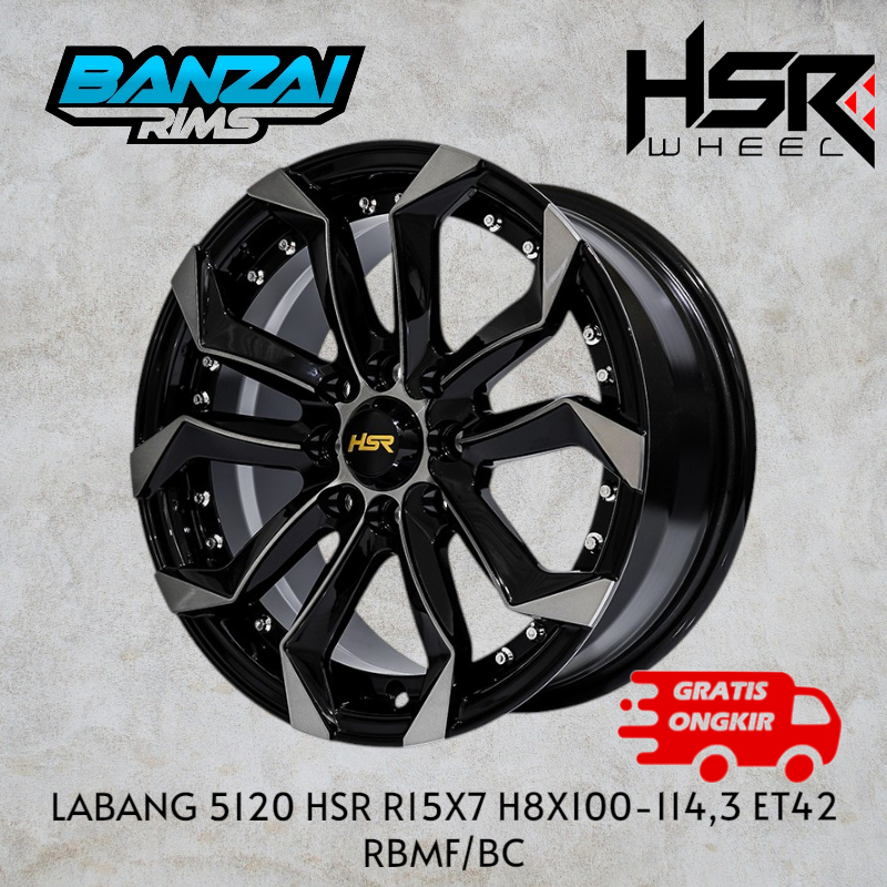 velg hsr labang ring 15 lebar 7 et 42  pcd 4x100 dan 4x114,3 velg mobil ring 15 murah hsr labang r15