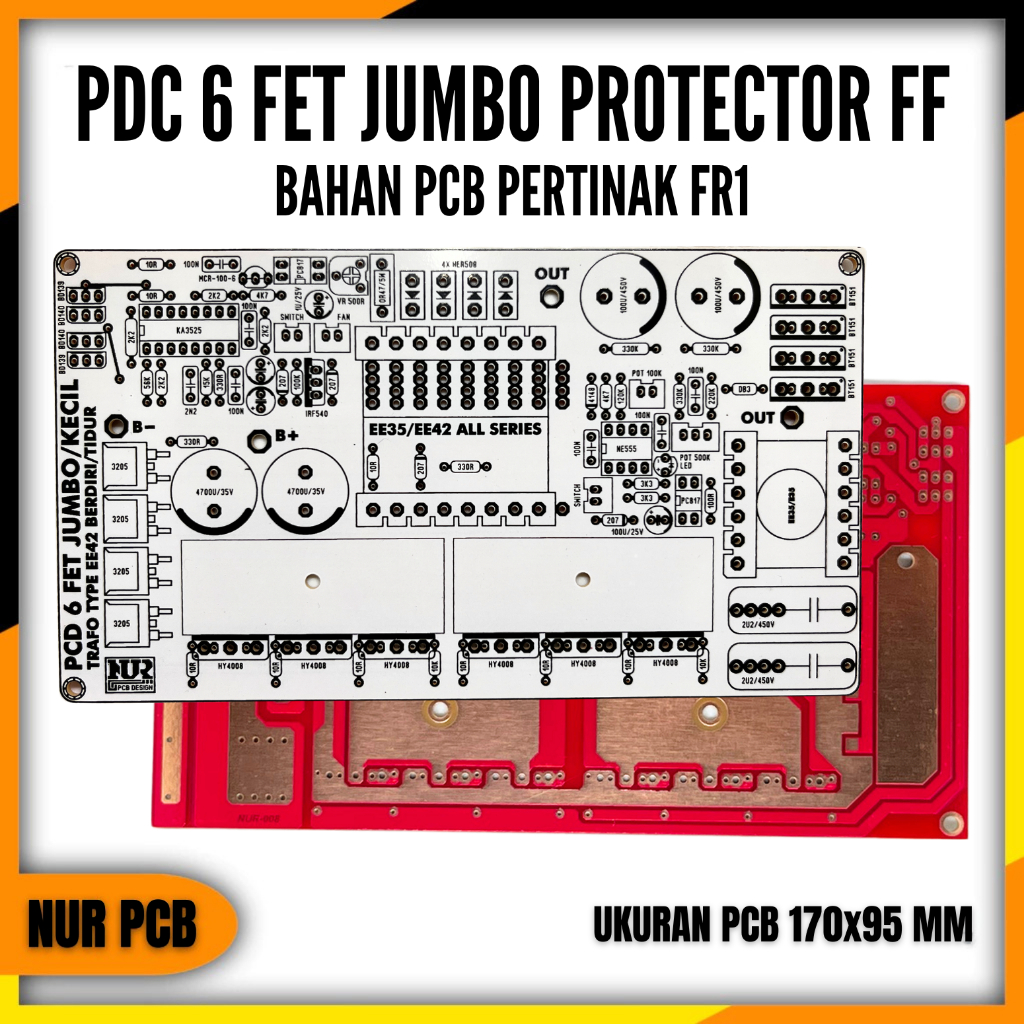 PCB PDC 6 FET Jumbo Support FET Besar & Kecil 17x9.5cm Air Asin Payau PDC-003