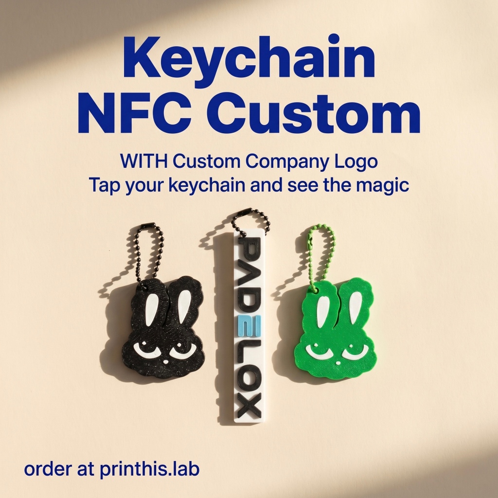 Logo Perusahaan | Keychain Gantungan Kunci NFC Custom Link Sosial Media Lucu Handphone Tap NFC Hape