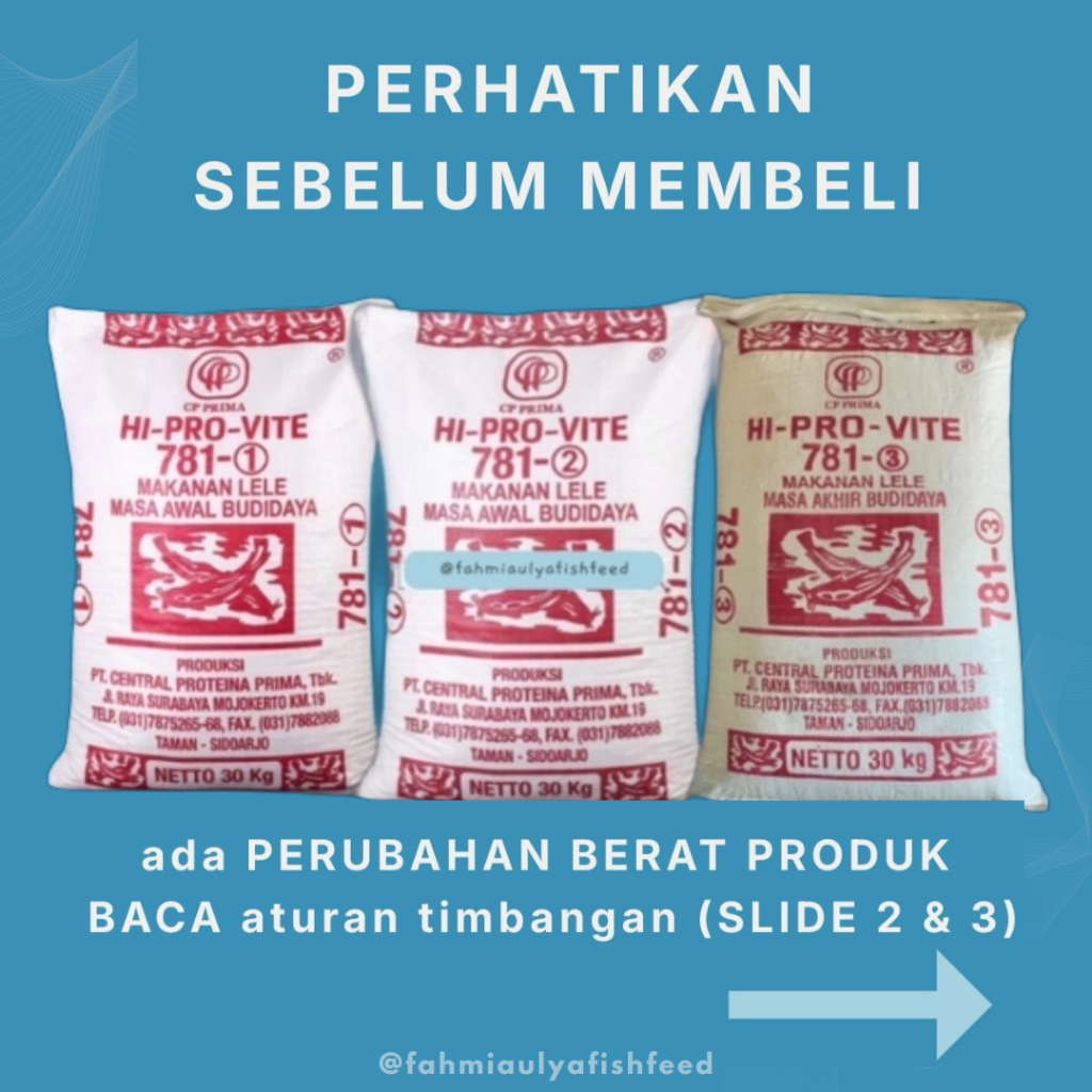 PAKAN IKAN MURAH (PAKET 1 KG) PAKAN IKAN HI PRO VITE  T78, 781, 782, 783, 785, 788 Pakan Ikan Lele N