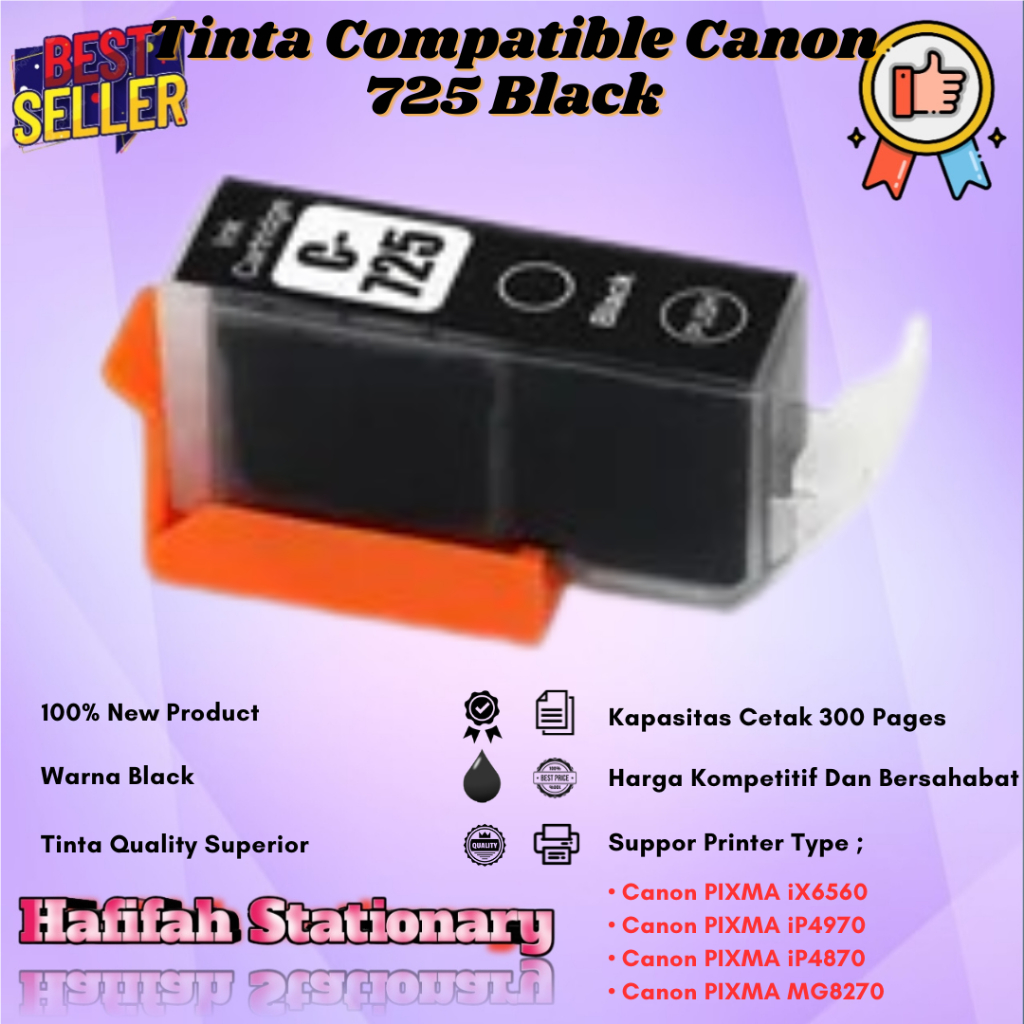 Tinta Catridge Compatible Canon PGI 725 & CLI 726 BCMY Printer IX6560