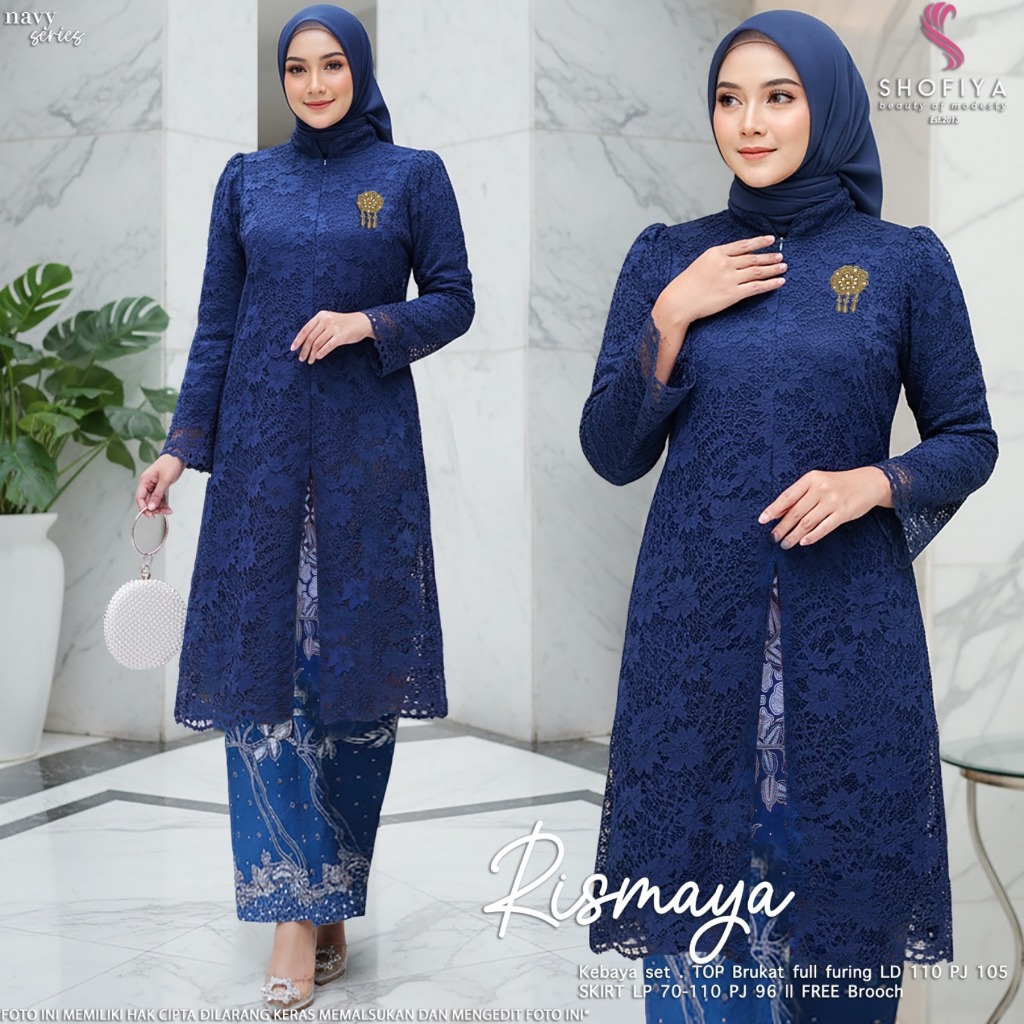 ELDERA Rismaya Kebaya Set Solo Terbaru Kebaya Modern Brukat Full Furing Rok Batik Span Setelqan Keba