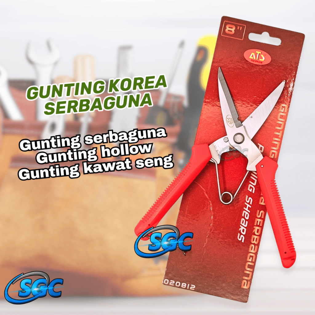 Gunting Korea Serbaguna 8 Inch ATS – Gunting Seng, Hollow, Kawat Multifungsi