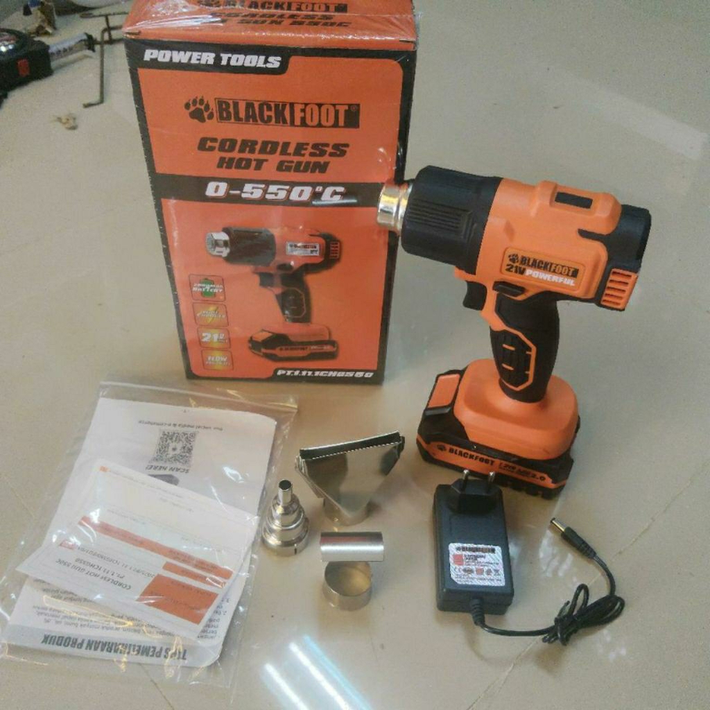 CORDLESS HOT GUN HEAT GUN 0-550°C DIGITAL / MESIN PEMANAS HOT BLOWER BATREAI BLACKFOOT