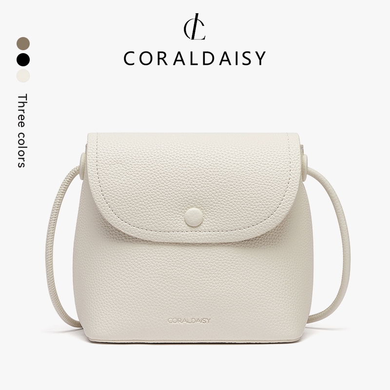 CORALDAISY Tas Wanita 2026 Tali Panjang Tas Selempang Solid Ritsleting Tas Bahu Kecil Ember Slingbag