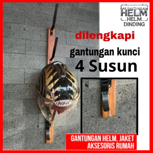 Gantungan Helm 4 Susun / Rak Helm 4 Susun / Cantolan Helm 4 Susun / Tempat Helm Kayu Susun / Gantung