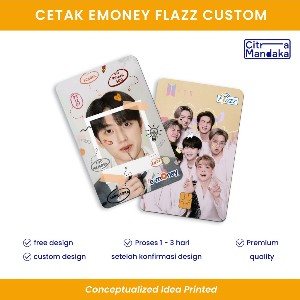 Cetak Kartu E Toll BCA Mandiri Blackpink | Custom E Money Custom NCT Mandiri UV Print KPOP BTS | Fla