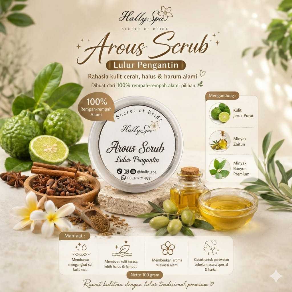 HALLY SPA LULUR JERUK PURUT | LULUR PENGANTIN | BODY SCRUB | LULUR SCRUB HALUS | LULUR BADAN
