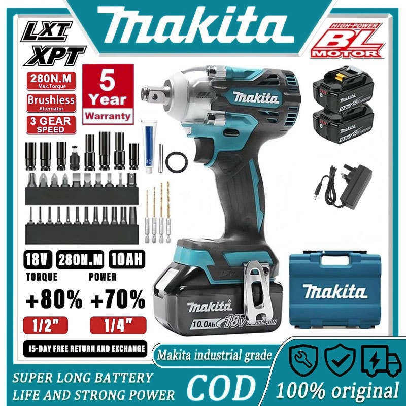 Makita 18VCordless Impact Wrench, Motor Brushless,Mobil Mesin Bor Untuk Baut DTW285