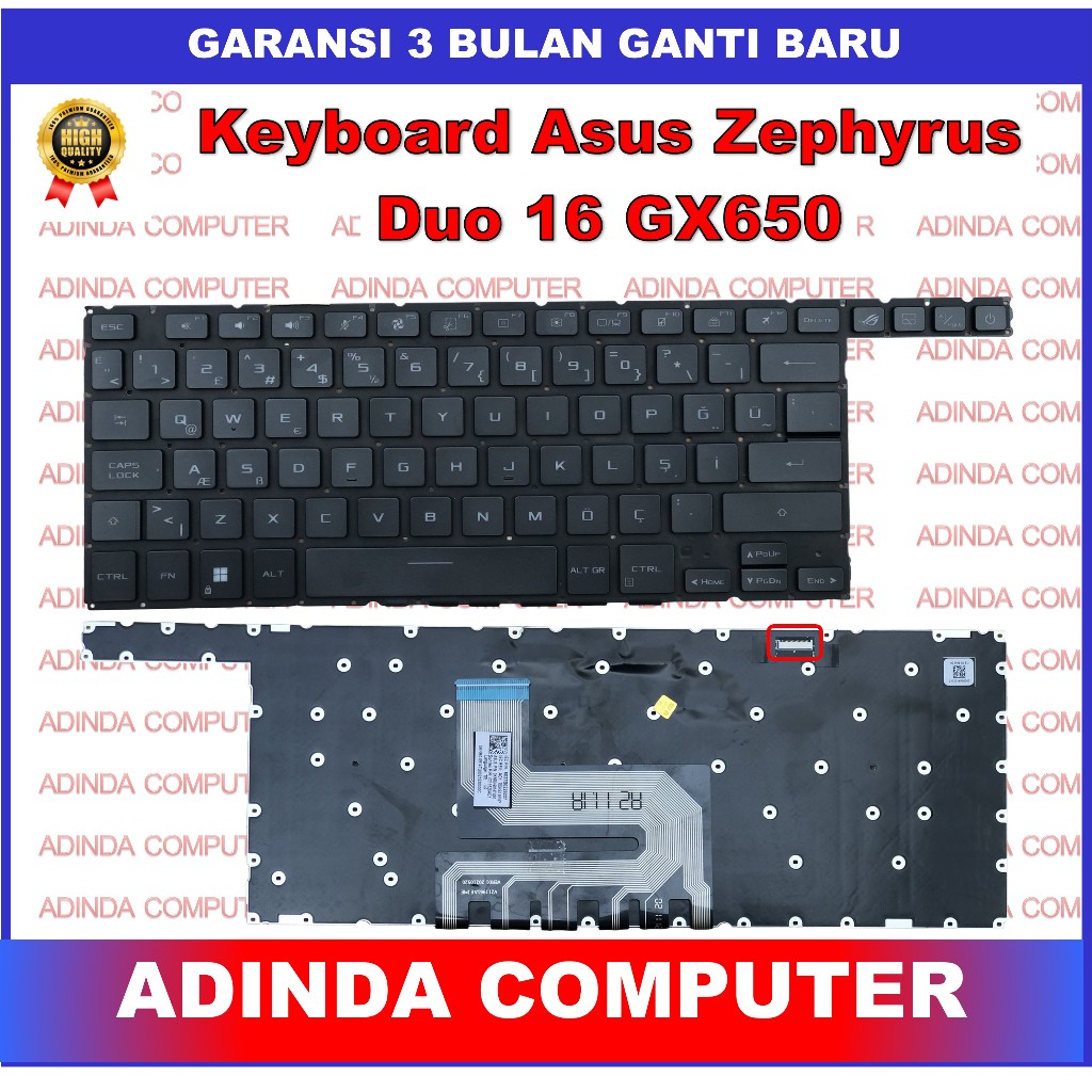 Keyboard Asus ROG Zephyrus Duo 16 GX650 GX650RM GX650RS GX650RW GX650RX GX650PI