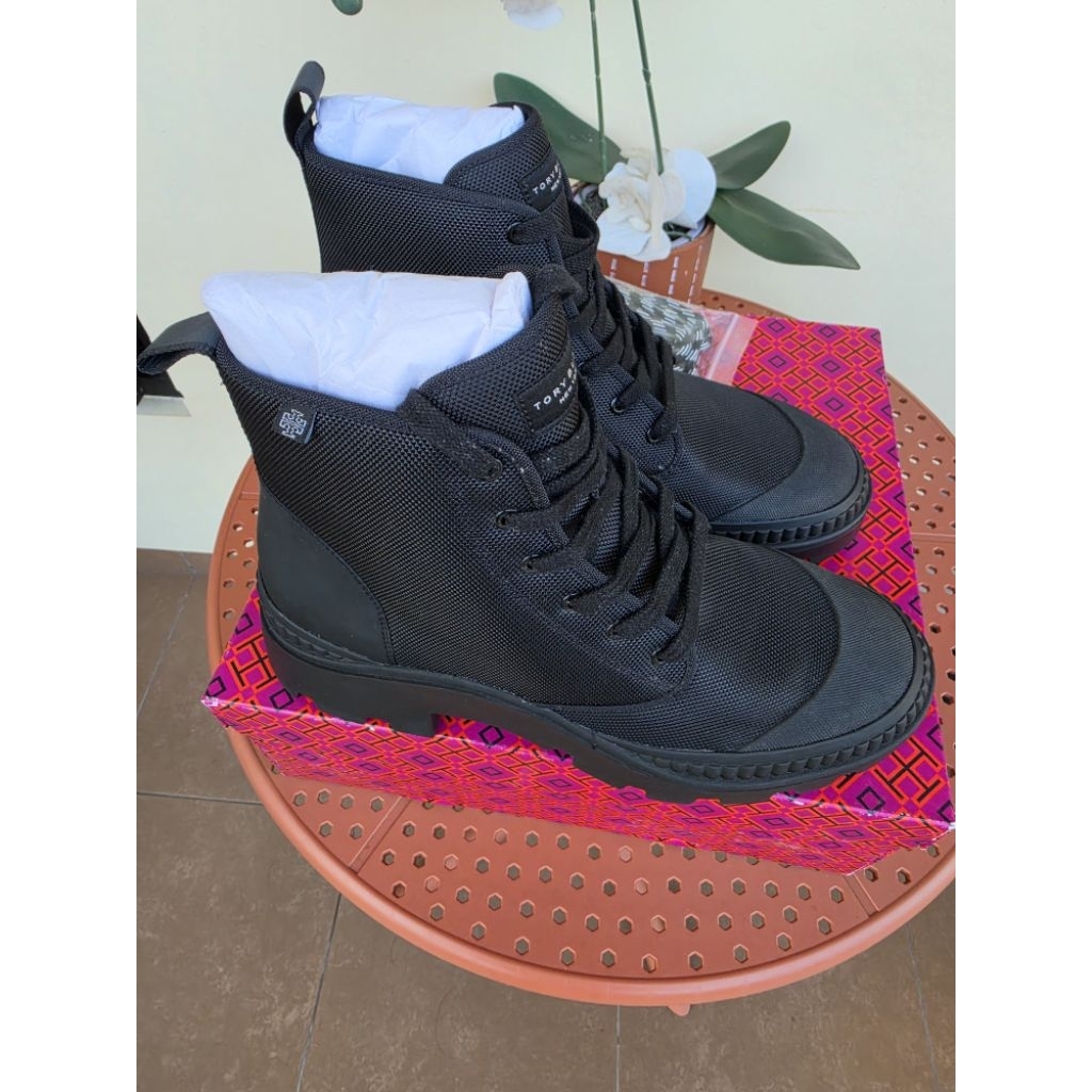 Tory Burch 100% Original Baru Camp Sneaker Boot Nytech Future Ballistic Plain Weave Size 41-43 / US 