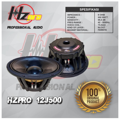 SPEAKER KOMPONEN HZ PRO 12J500 ORIGINAL (12INCH) SUDAH PACKING KAYU