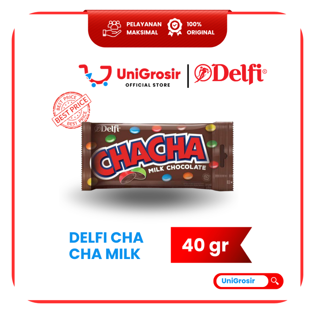 [UniGrosir] DELFI CHA CHA MILK CHOCOLATE 40 GR COKELAT SUSU ANEKA WARNA COKLAT CHACHA
