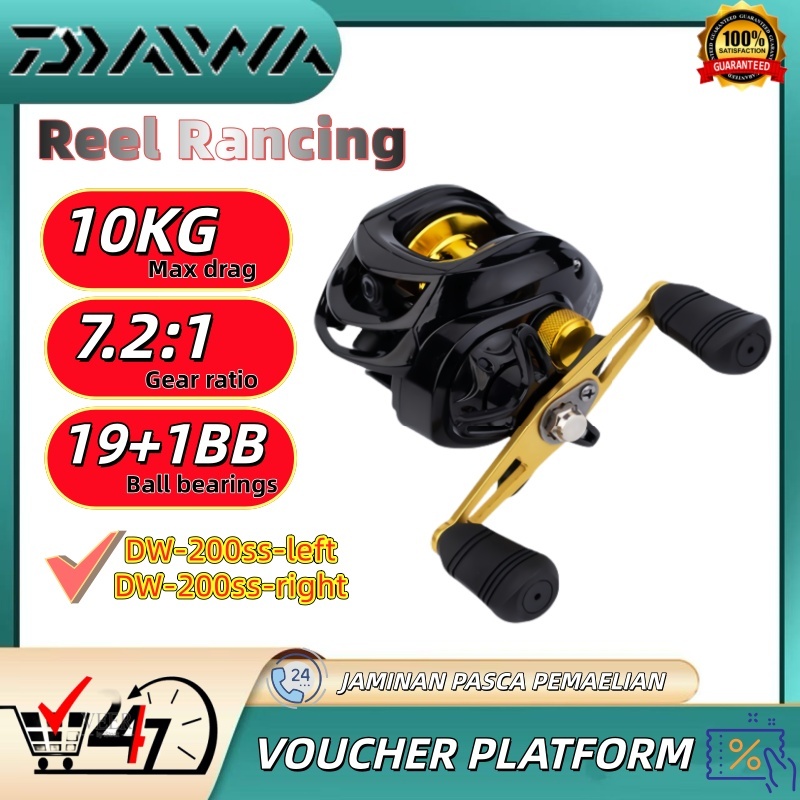 DAIWA Reel BC Baitcasting Penggulung Senar Pancing Tangan Kanan Kiri Rasio 7.2: 1 10kg Drag Baitcast