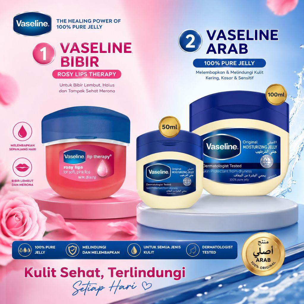 vaseline Arab 7 gr / Vaseline bibir lip therapy original / rosy lips – pelembap bibir kering & pecah