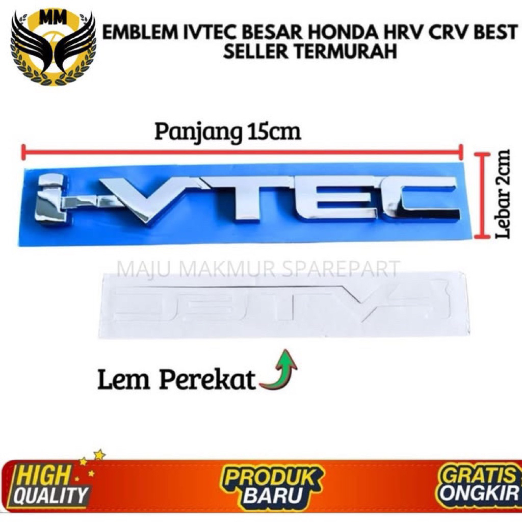 Emblem Logo I-VTEC Besar Honda HRV CRV Best Seller Termurah