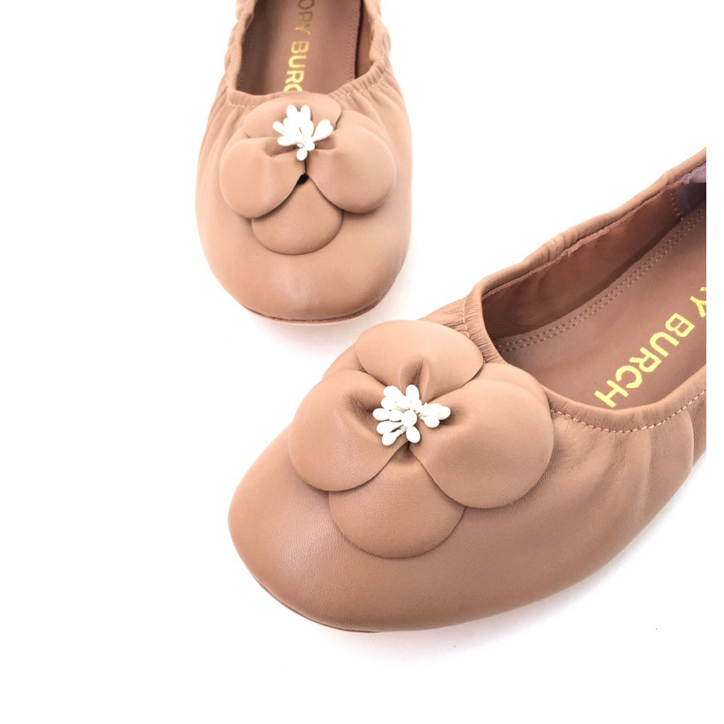 TB Flower Soft Scrunch Ballet Flats