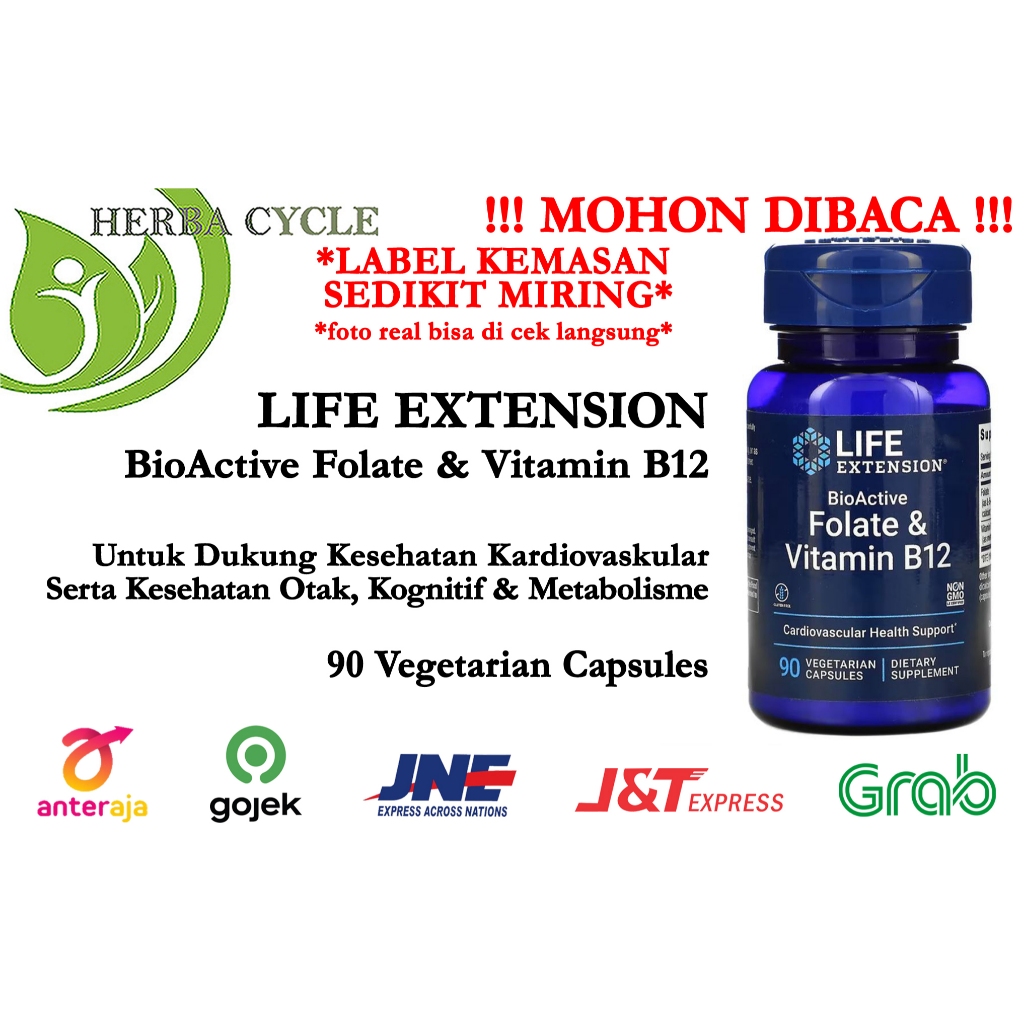 Life Extension BioActive Folate Vit B12 90 Vegetarian Capsules Vitamin B12 ORI USA